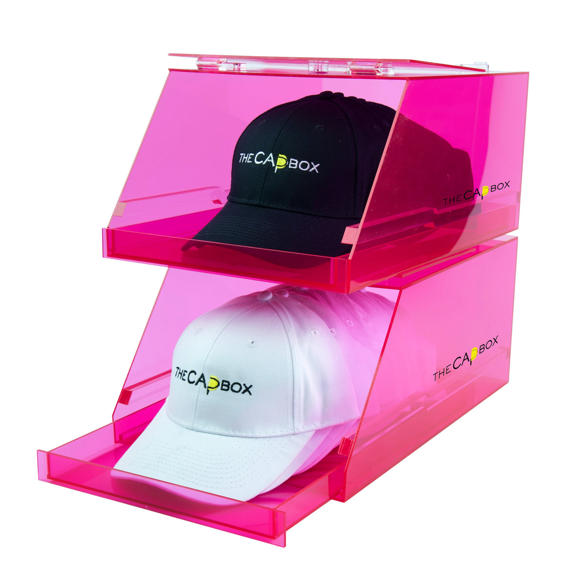 The Pink Glasshouse CapBox Transparent Hat Rack Stackable Baseball Cap Glasshouse Closets
