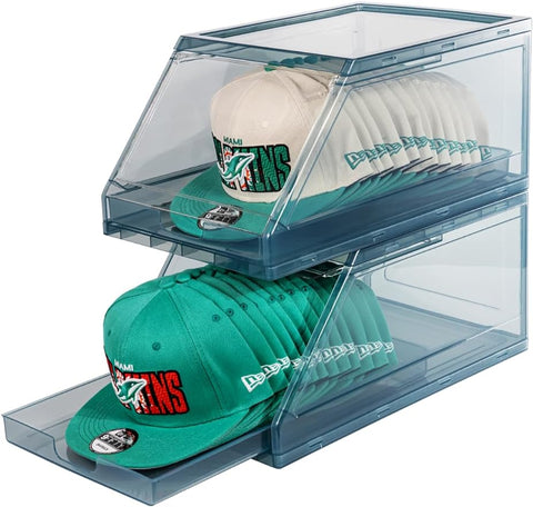 (2 Pack) The CapBox 2 Blue Plastic Hat Cap Rack Organizer Demo Version this item will be sold for a limited time only