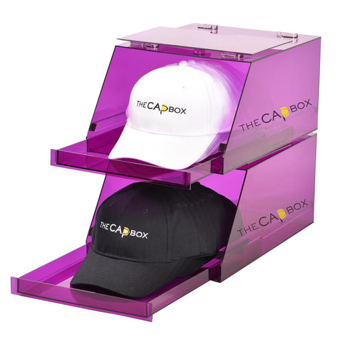 The L.A. Purple Glasshouse CapBox Transparent Hat Rack Stackable Baseball Cap Storage